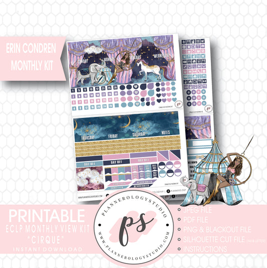 Cirque Monthly View Kit Digital Printable Planner Stickers (for use with Erin Condren) - Plannerologystudio