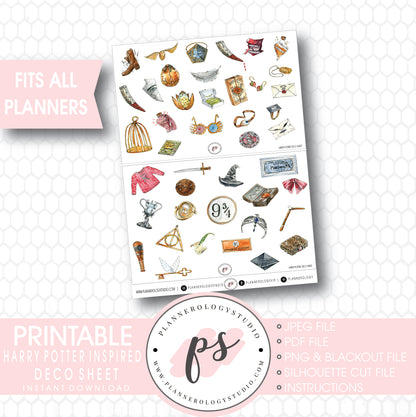 Harry Potter Inspired Clipart Deco Sheet Digital Printable Planner Stickers . - Plannerologystudio