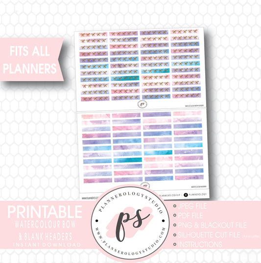 Watercolour Gradient Pattern Bow Icon Headers Digital Printable Planner Stickers - Plannerologystudio