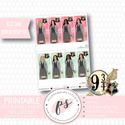 Spellbound (Harry Potter) June 2018 Monthly View Kit Digital Printable Planner Stickers (for use with Erin Condren) - Plannerologystudio