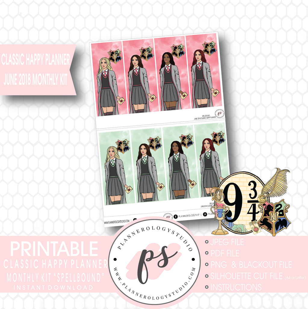 Spellbound (Harry Potter) June 2018 Monthly View Kit Digital Printable Planner Stickers (for use with Classic Happy Planner) - Plannerologystudio