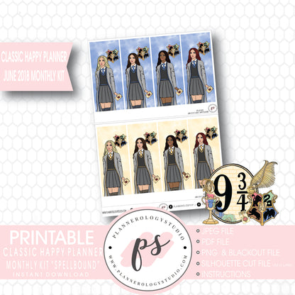 Spellbound (Harry Potter) June 2018 Monthly View Kit Digital Printable Planner Stickers (for use with Classic Happy Planner) - Plannerologystudio
