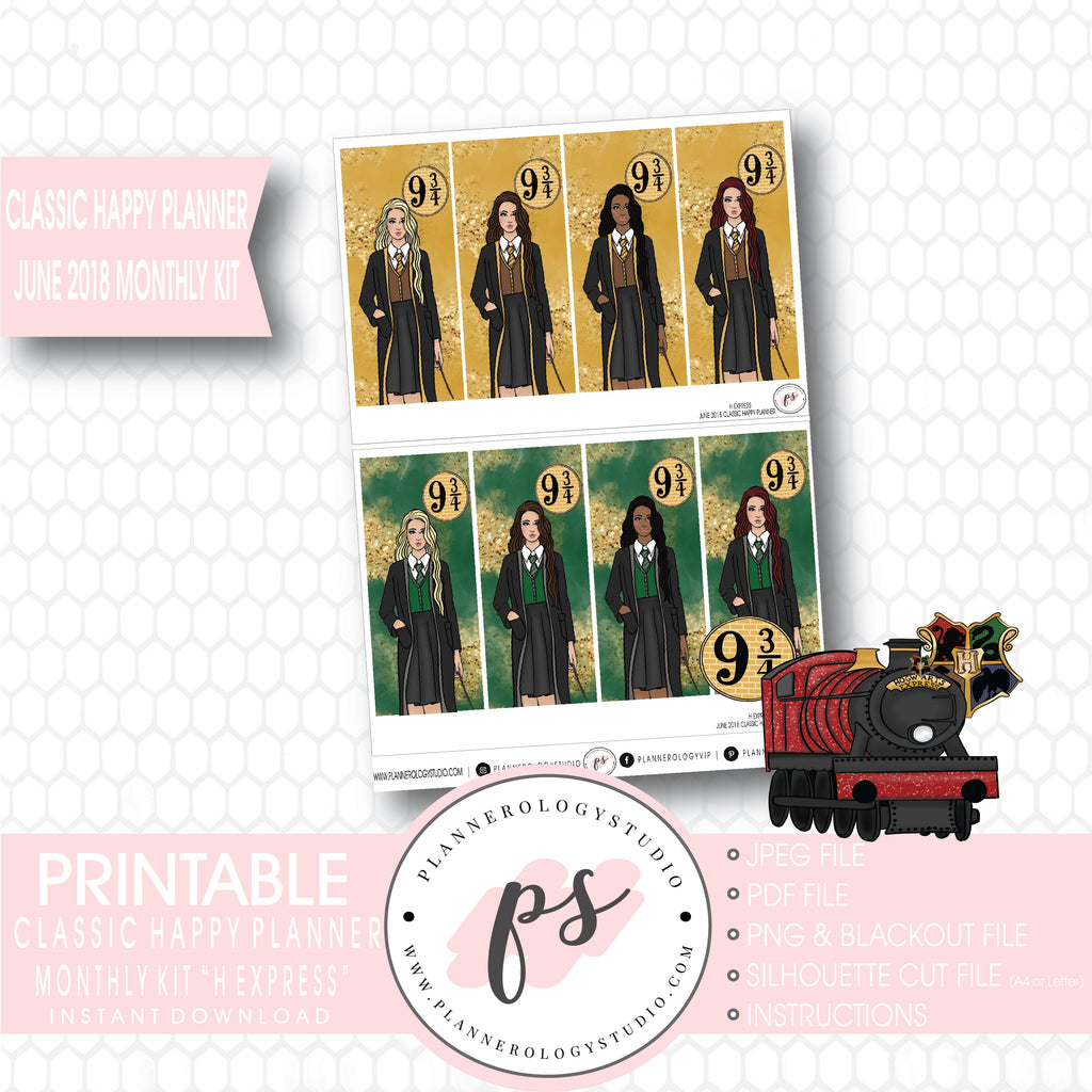 H Express (Harry Potter) June 2018 Monthly View Kit Digital Printable Planner Stickers (for use with Classic Happy Planner) - Plannerologystudio