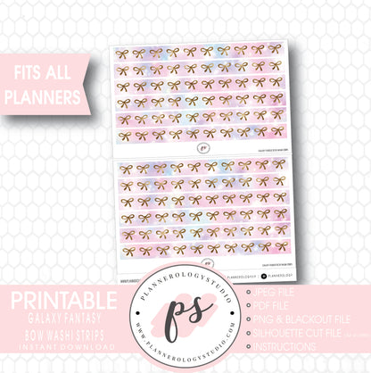Galaxy Fantasy Pattern Bow Icon Washi Strip Digital Printable Planner Stickers - Plannerologystudio