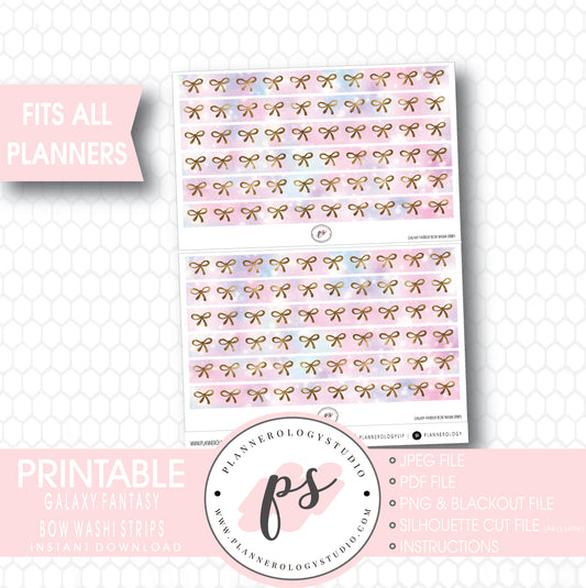 Galaxy Fantasy Pattern Bow Icon Washi Strip Digital Printable Planner Stickers - Plannerologystudio