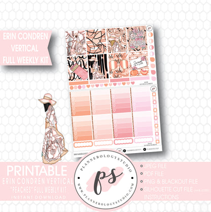 Peaches Full Weekly Kit Printable Planner Stickers (for use with ECLP Vertical) - Plannerologystudio