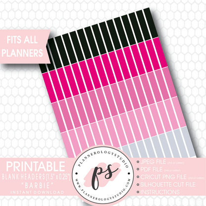 "Barbie" Blank Header Printable Planner Stickers - Plannerologystudio