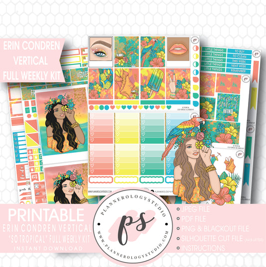 So Tropical Full Weekly Kit Printable Planner Stickers (for use with ECLP Vertical) - Plannerologystudio