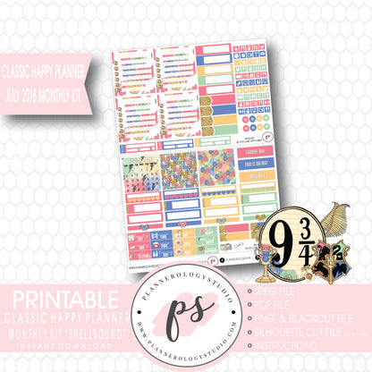 Spellbound (Harry Potter) July 2018 Monthly View Kit Digital Printable Planner Stickers (for use with Classic Happy Planner) - Plannerologystudio