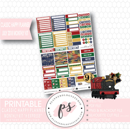 H Express (Harry Potter) July 2018 Monthly View Kit Digital Printable Planner Stickers (for use with Classic Happy Planner) - Plannerologystudio