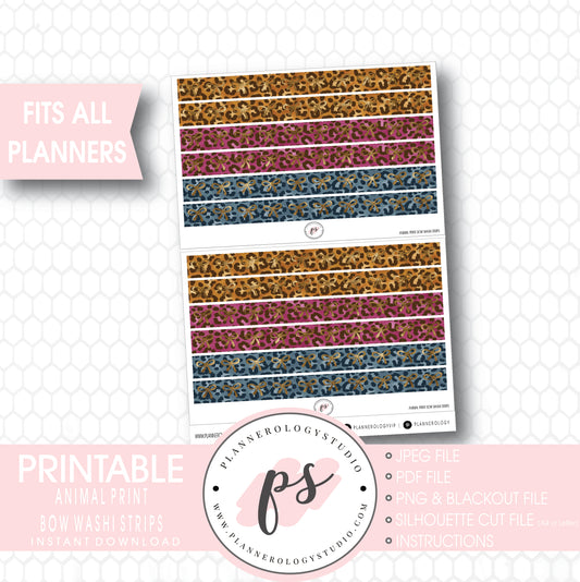 Animal Print Pattern Bow Icon Washi Strip Digital Printable Planner Stickers - Plannerologystudio