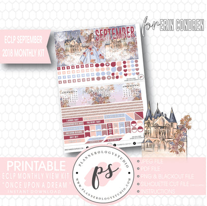 Once Upon a Dream September 2018 Monthly View Kit Digital Printable Planner Stickers (for use with Erin Condren) - Plannerologystudio