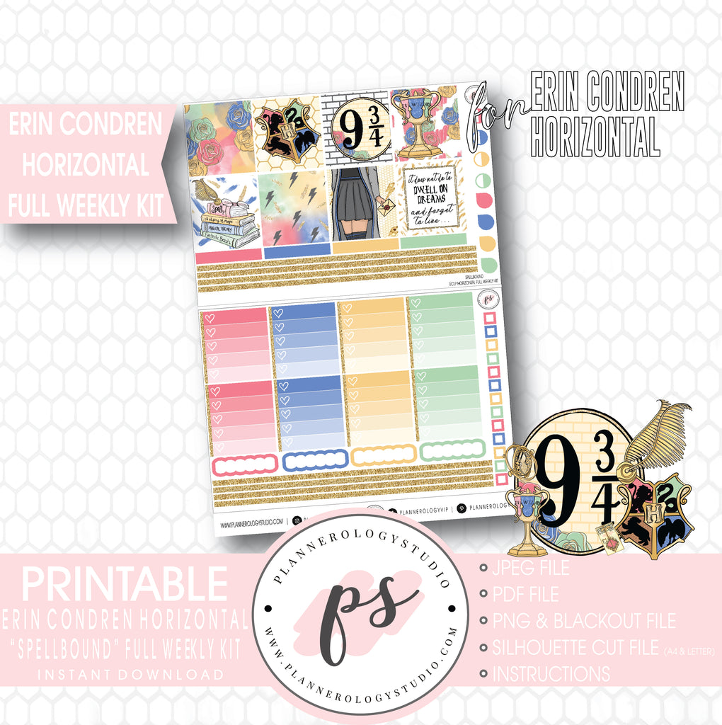Spellbound (Harry Potter) Full Weekly Kit Printable Planner Stickers (for use with ECLP Horizontal) - Plannerologystudio