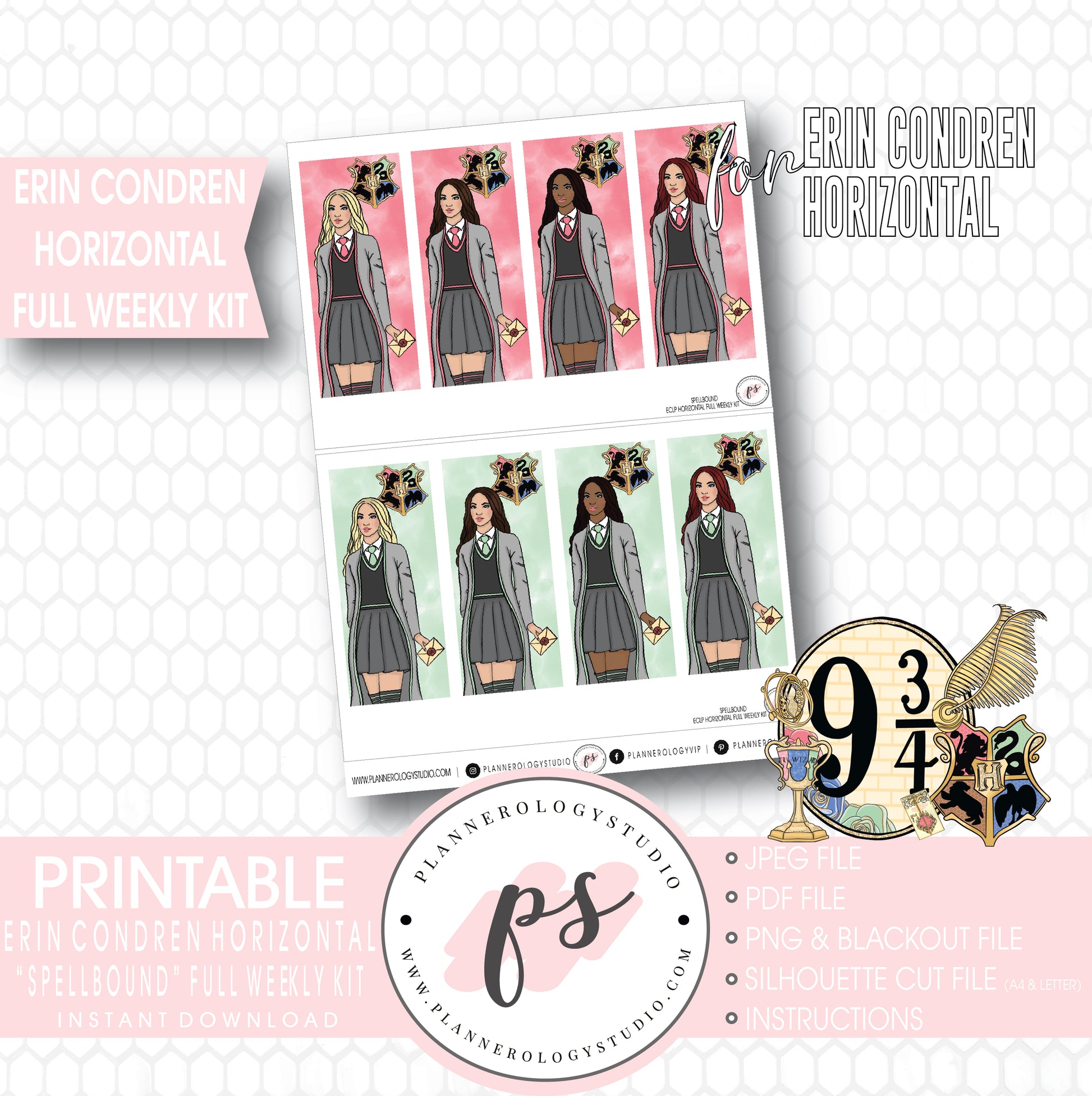 Spellbound (Harry Potter) Full Weekly Kit Printable Planner Stickers (for use with ECLP Horizontal) - Plannerologystudio