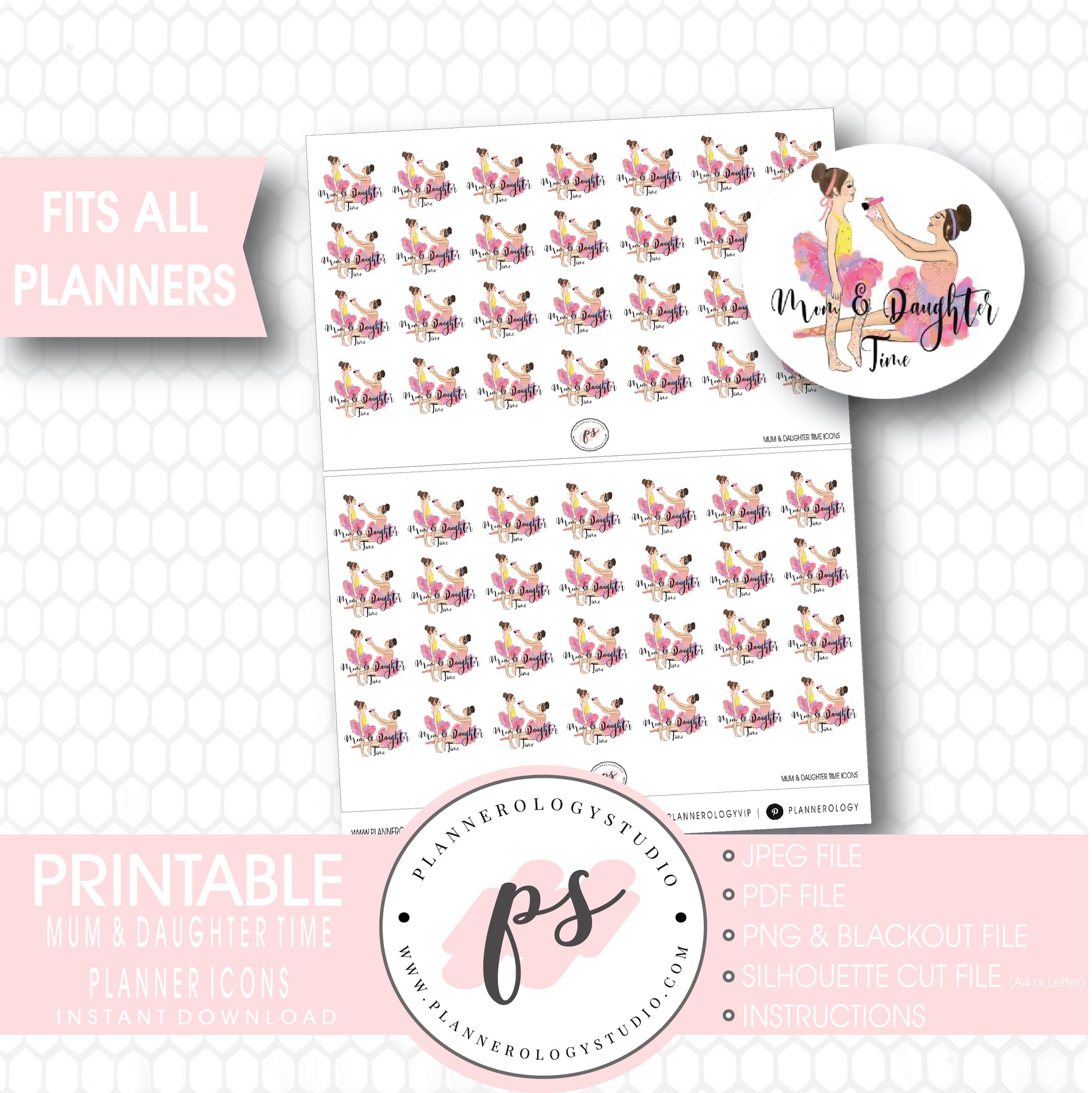 Mum Mom & Daughter Time Planner Icons Digital Printable Planner Stickers - Plannerologystudio