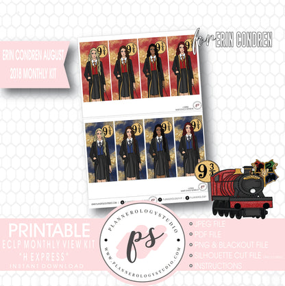 H Express (Harry Potter) August 2018 Monthly View Kit Digital Printable Planner Stickers (for use with Erin Condren) - Plannerologystudio
