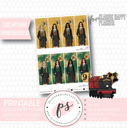 H Express (Harry Potter) September 2018 Monthly View Kit Digital Printable Planner Stickers (for use with Classic Happy Planner) - Plannerologystudio