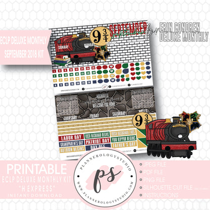 H Express (Harry Potter) September 2018 Monthly View Kit Digital Printable Planner Stickers (for use with Erin Condren Deluxe Monthly Planner) - Plannerologystudio