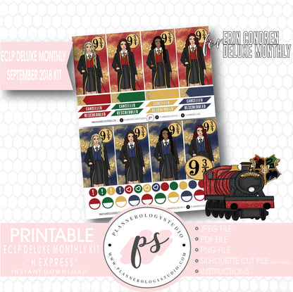 H Express (Harry Potter) September 2018 Monthly View Kit Digital Printable Planner Stickers (for use with Erin Condren Deluxe Monthly Planner) - Plannerologystudio