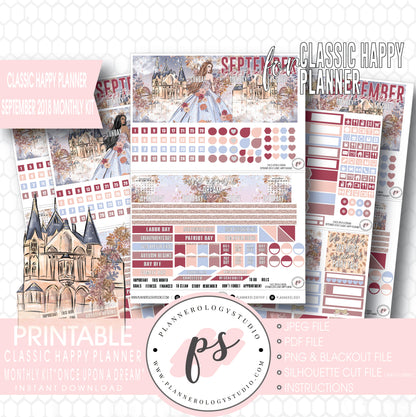 Once Upon a Dream September 2018 Monthly View Kit Digital Printable Planner Stickers (for use with Classic Happy Planner) - Plannerologystudio