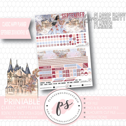 Once Upon a Dream September 2018 Monthly View Kit Digital Printable Planner Stickers (for use with Classic Happy Planner) - Plannerologystudio