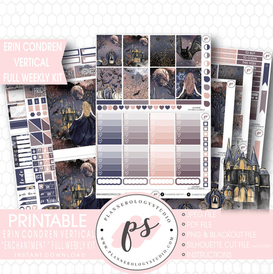 Enchanted Halloween Full Weekly Kit Printable Planner Stickers (for use with Erin Condren Vertical) - Plannerologystudio