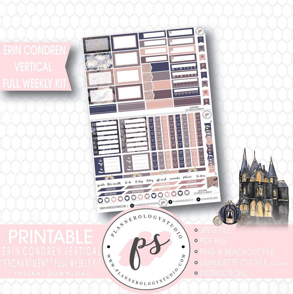 Enchanted Halloween Full Weekly Kit Printable Planner Stickers (for use with Erin Condren Vertical) - Plannerologystudio