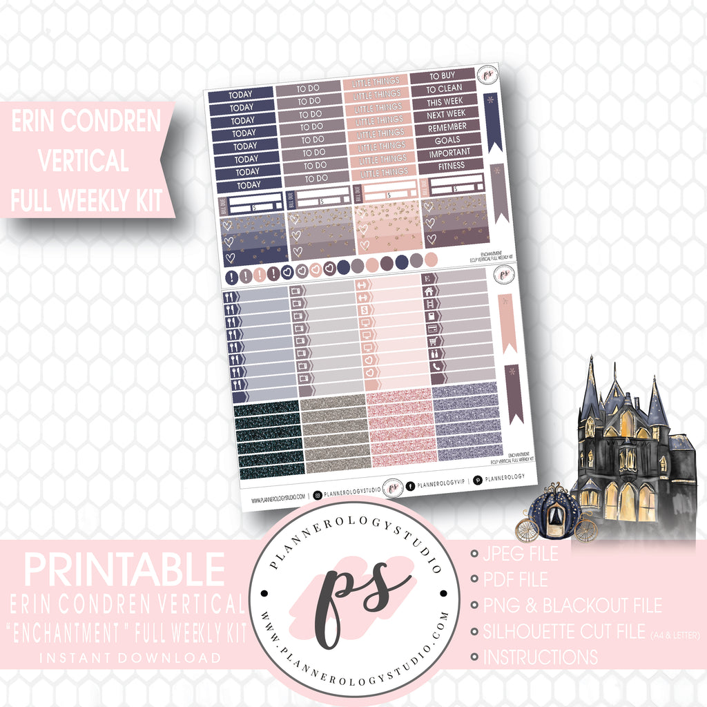 Enchanted Halloween Full Weekly Kit Printable Planner Stickers (for use with Erin Condren Vertical) - Plannerologystudio