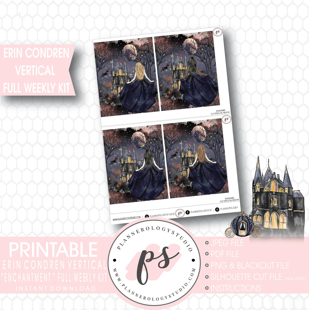 Enchanted Halloween Full Weekly Kit Printable Planner Stickers (for use with Erin Condren Vertical) - Plannerologystudio