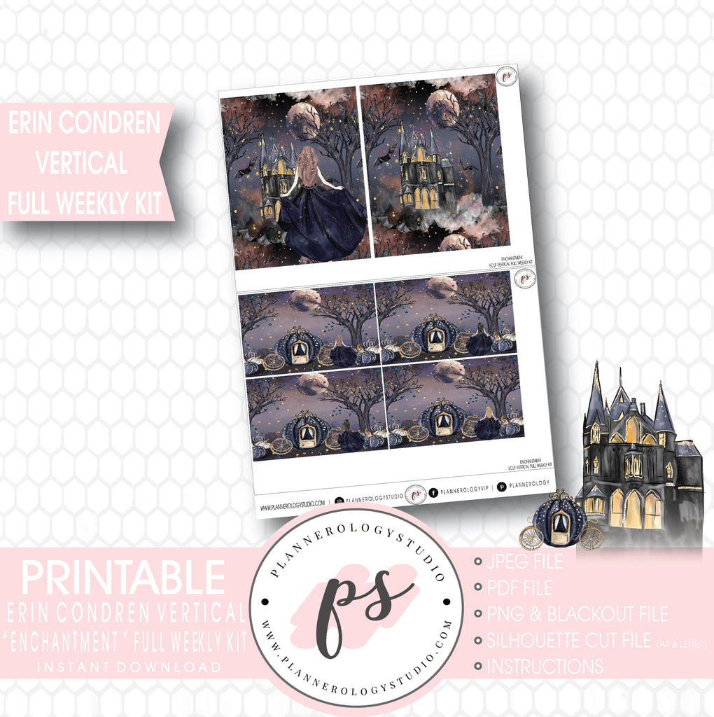 Enchanted Halloween Full Weekly Kit Printable Planner Stickers (for use with Erin Condren Vertical) - Plannerologystudio