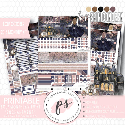 Enchantment Halloween October 2018 Monthly View Kit Digital Printable Planner Stickers (for use with Erin Condren) - Plannerologystudio