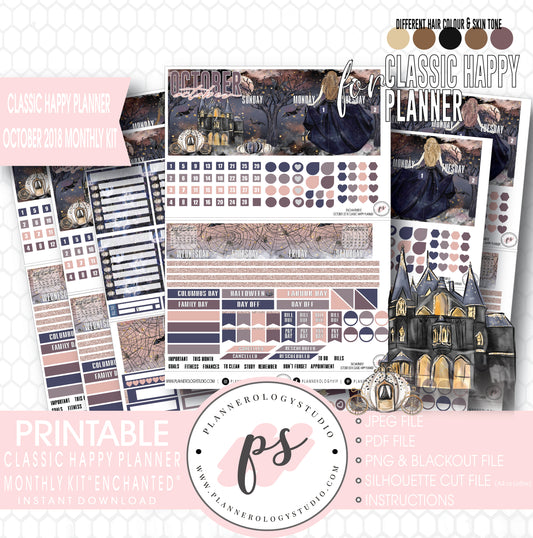 Enchantment Halloween October 2018 Monthly View Kit Digital Printable Planner Stickers (for use with Classic Happy Planner) - Plannerologystudio