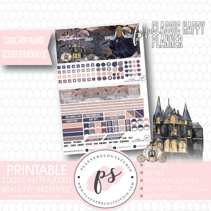 Enchantment Halloween October 2018 Monthly View Kit Digital Printable Planner Stickers (for use with Classic Happy Planner) - Plannerologystudio