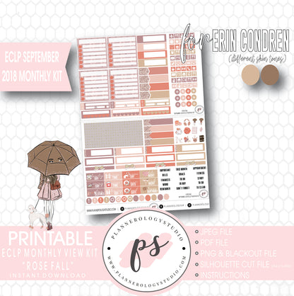 Rose Fall September 2018 Monthly View Kit Digital Printable Planner Stickers (for use with Erin Condren) - Plannerologystudio