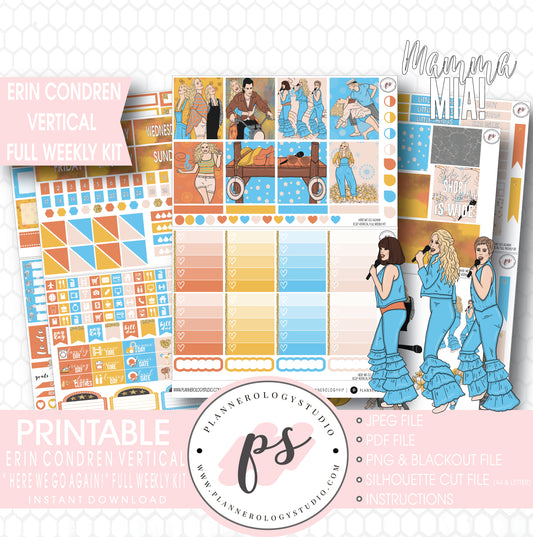 Here We Go Again! Mamma Mia Full Weekly Kit Printable Planner Stickers (for use with Erin Condren Vertical) - Plannerologystudio