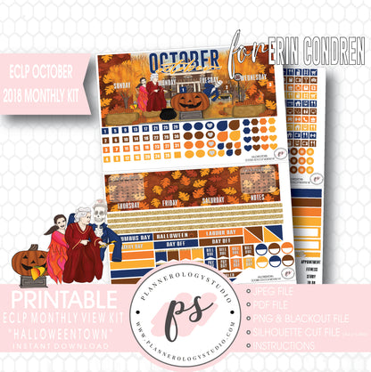 Halloweentown October 2018 Halloween Monthly View Kit Printable Planner Stickers (for use with Erin Condren) - Plannerologystudio