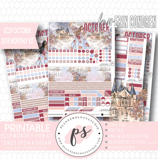 Once Upon a Dream October 2018 Monthly View Kit Digital Printable Planner Stickers (for use with Erin Condren) - Plannerologystudio