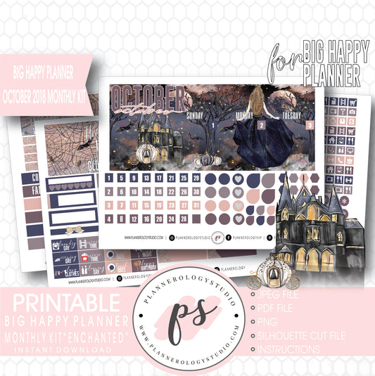 Enchanted Halloween October 2018 Monthly View Kit Digital Printable Planner Stickers (for use with Big Happy Planner) - Plannerologystudio