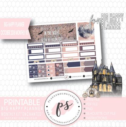 Enchanted Halloween October 2018 Monthly View Kit Digital Printable Planner Stickers (for use with Big Happy Planner) - Plannerologystudio