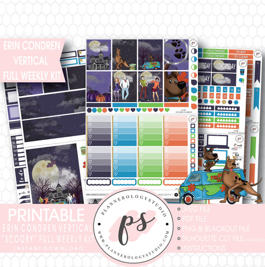 Scooby Full Weekly Kit Printable Planner Digital Stickers (for use with Erin Condren Vertical) - Plannerologystudio