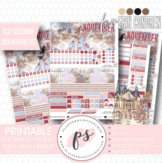 Once Upon a Dream November 2018 Monthly View Kit Digital Printable Planner Stickers (for use with Erin Condren) - Plannerologystudio