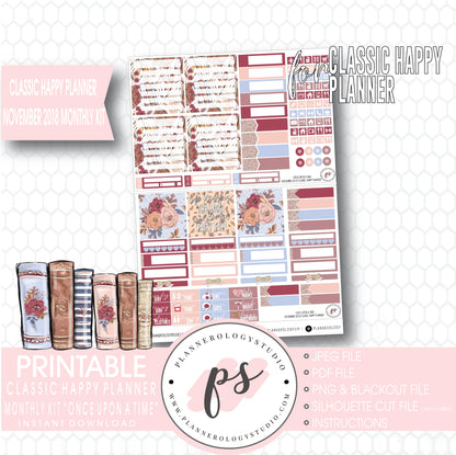 Once Upon a Time November 2018 Monthly View Kit Digital Printable Planner Stickers (for use with Classic Happy Planner) - Plannerologystudio