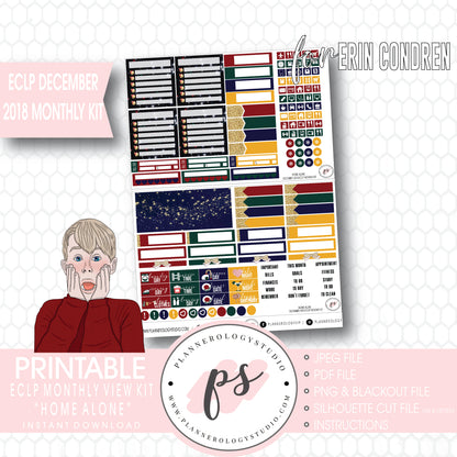 Home Alone Christmas December 2018 Monthly View Kit Digital Printable Planner Stickers (for use with Erin Condren) - Plannerologystudio