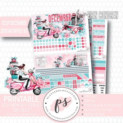 Oh Jolly Christmas December 2018 Monthly View Kit Digital Printable Planner Stickers (for use with Erin Condren) - Plannerologystudio