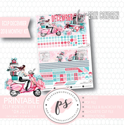Oh Jolly Christmas December 2018 Monthly View Kit Digital Printable Planner Stickers (for use with Erin Condren) - Plannerologystudio