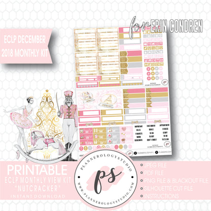 Nutcracker Christmas December 2018 Monthly View Kit Digital Printable Planner Stickers (for use with Erin Condren) - Plannerologystudio
