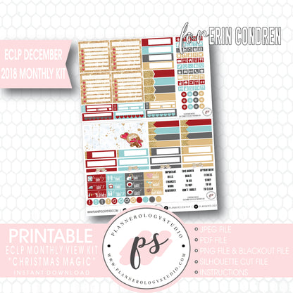 Christmas Magic December 2018 Monthly View Kit Digital Printable Planner Stickers (for use with Erin Condren) - Plannerologystudio