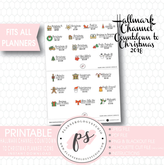 Hallmark Channel Countdown to Christmas 2018 Planner Icons Digital Printable Planner Stickers - Plannerologystudio
