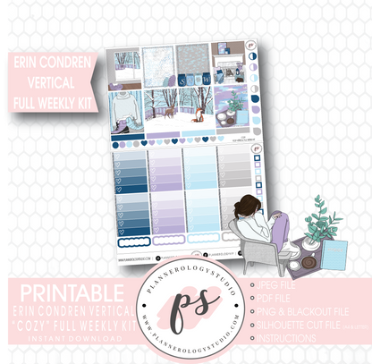 Cozy Winter Full Weekly Kit Printable Planner Stickers (for use with Erin Condren Vertical) - Plannerologystudio