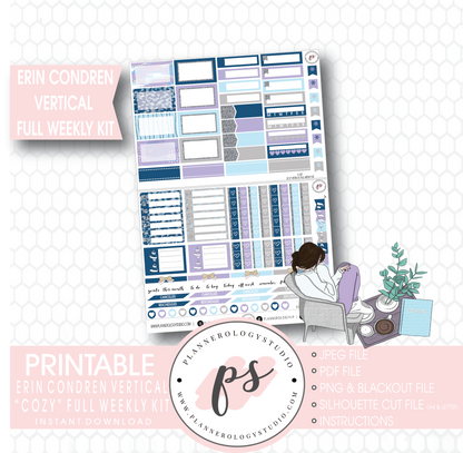 Cozy Winter Full Weekly Kit Printable Planner Stickers (for use with Erin Condren Vertical) - Plannerologystudio